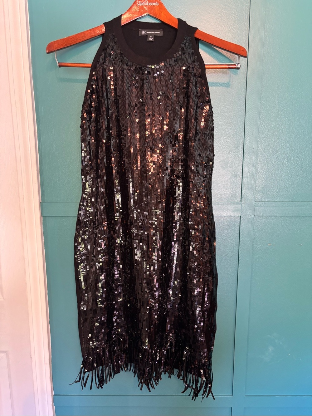 INC International Concepts Black Sequin Sweater Dress Size Medium